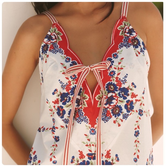 NWT Anthropologie Celandine Plunge-Neck Drop-Waist Floral Cotton Midi Dress, S - Picture 3 of 13